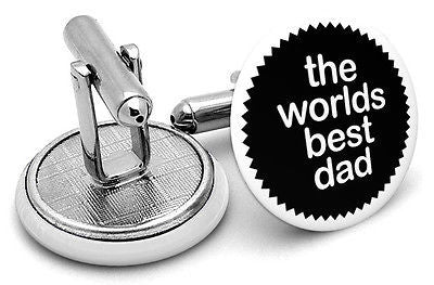 Classic The Worlds Best Dad Logo Cufflink Pair Brass Fathers Day Gift