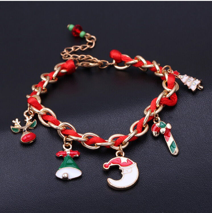 New Christmas Xmas Gift Charm Bracelet Jewelry Santa Claus Tree Stones